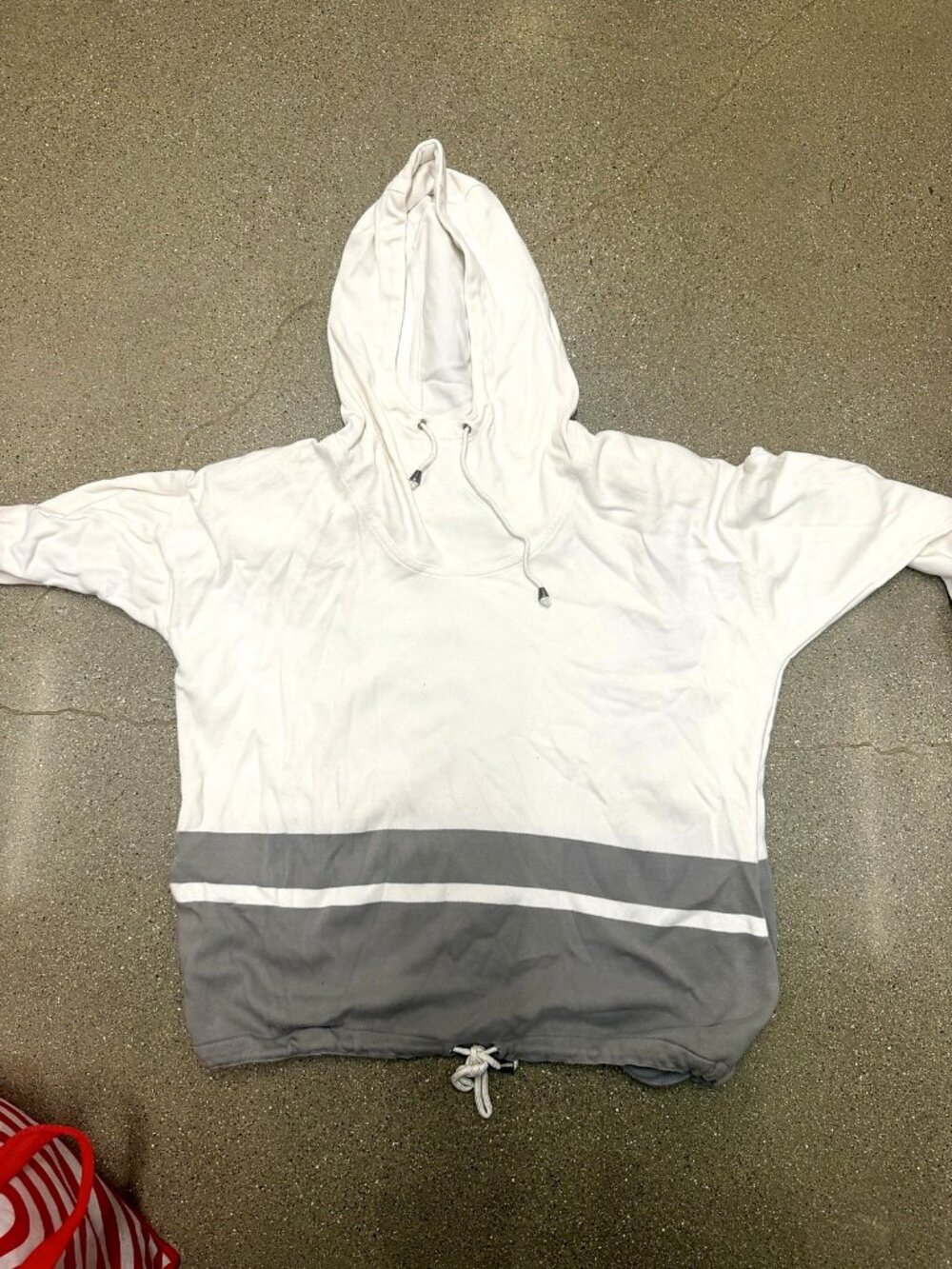 Adrienne Vittadini Sport Hoodie Womens S White Gray Colorblock Vintage